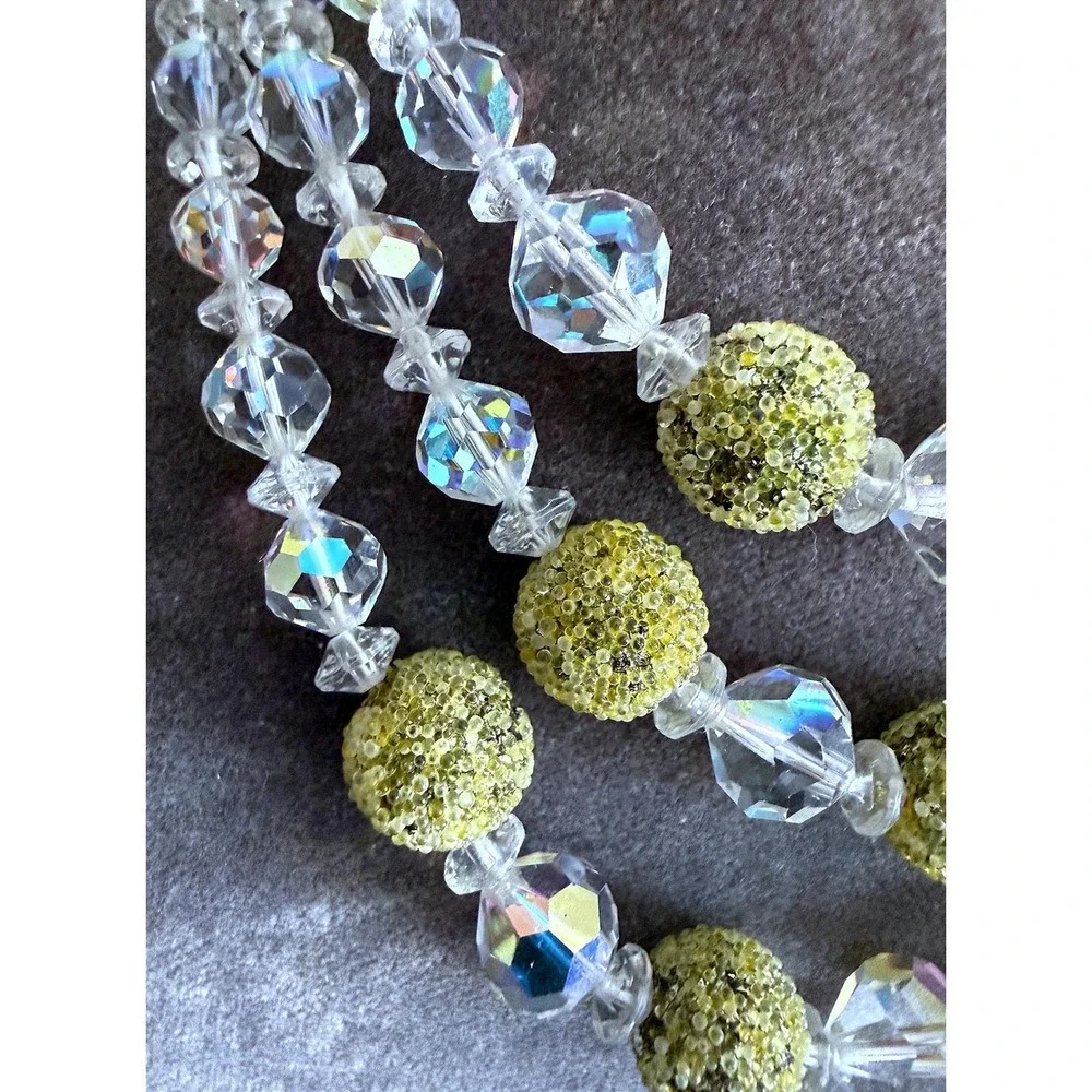 AB Glass Sugar Bead Multi‑Strand Necklace Vintage Sparkle 12